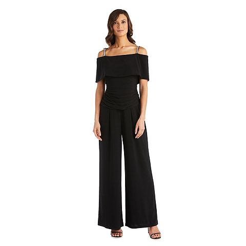 Женские комбинезоны R&M Women's R&M Richards Cold-Shoulder Ruched Bodice Jumpsuit