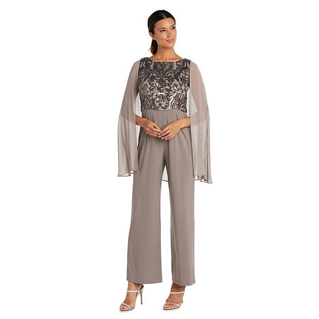 Three Piece Pant Suit with Sheer Inserts, Beading and Diamante – R&M  Richards