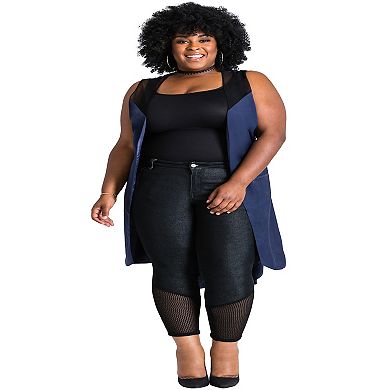 Poetic Justice Plus Size Curvy Women's Pajama Cupro Tie-Belt Duster Vest