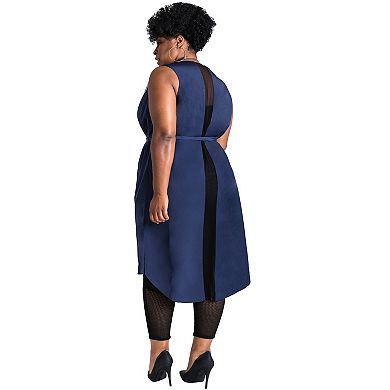 Poetic Justice Plus Size Curvy Women's Pajama Cupro Tie-Belt Duster Vest