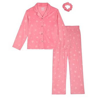 Sleep On It Girls 2 pc Button-Front Coat Pajama Top and Pajama Pants Set