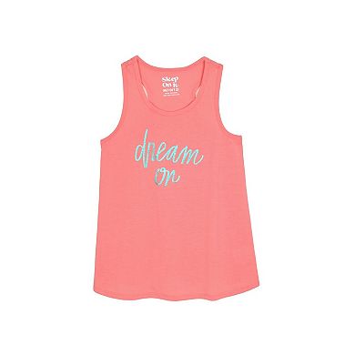 Sleep On It Girls 2-piece Sleeveless Tank-top Jersey Pajama Shorts Set With Matching Hair Scrunchie