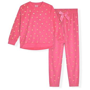 Sleep On It Girls 2 pc Velour Pajama Top and Pajama Pant Sleep Set