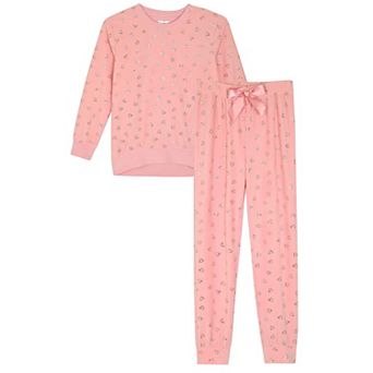 Sleep On It Girls 2 pc Velour Pajama Top and Pajama Bottoms Pants Sleep Set