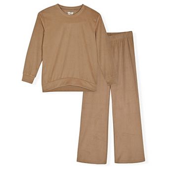 Sleep On It Girls 2 pc Velour Pajama Top and Pajama Pant Sleep Set