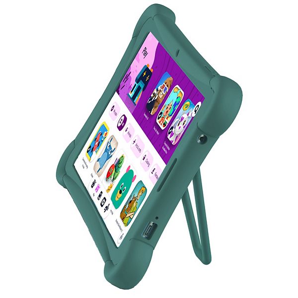 ME K10 Google Kids Space 10" 64GB Tablet with Silicone Bumper Case Kickstand (2023 Model) - Green