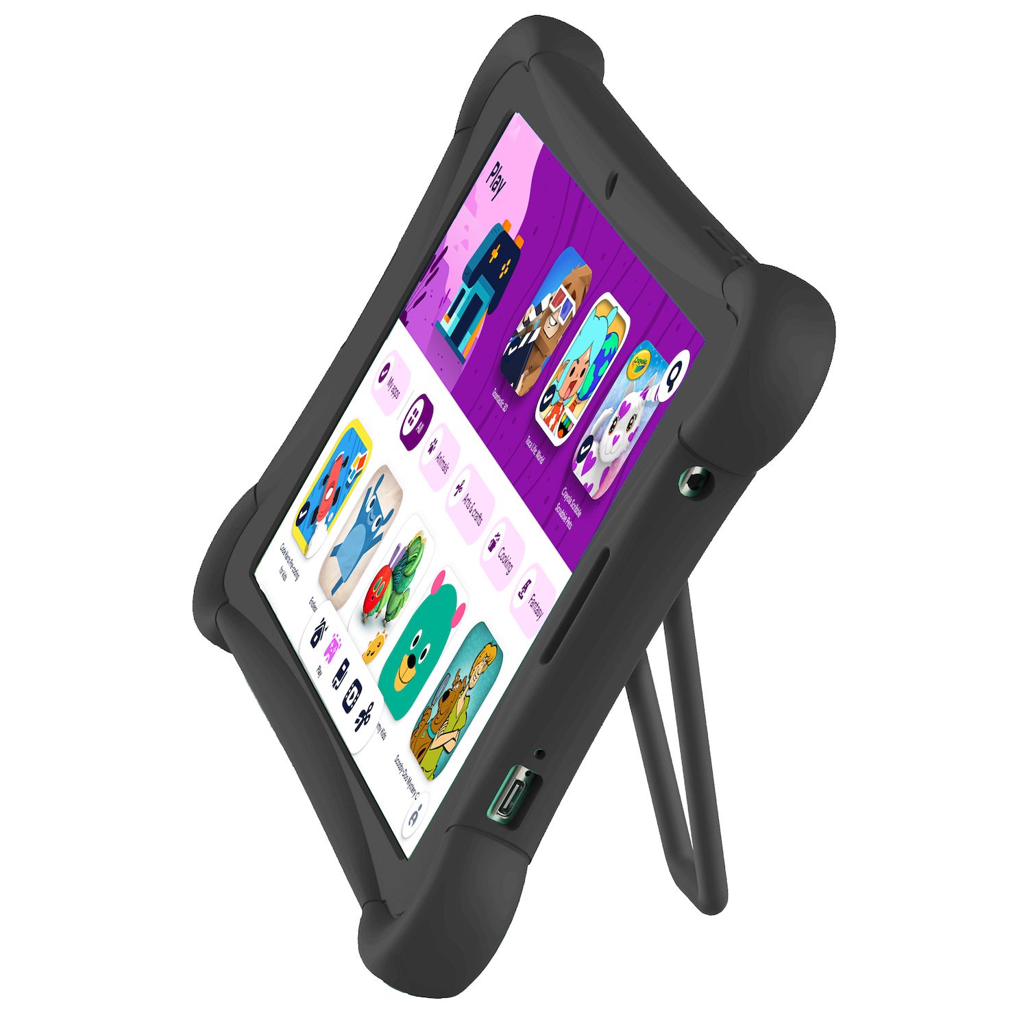 ME K10 Google Kids Space 10" 32GB Tablet with Silicone Bumper Case Kickstand - Black