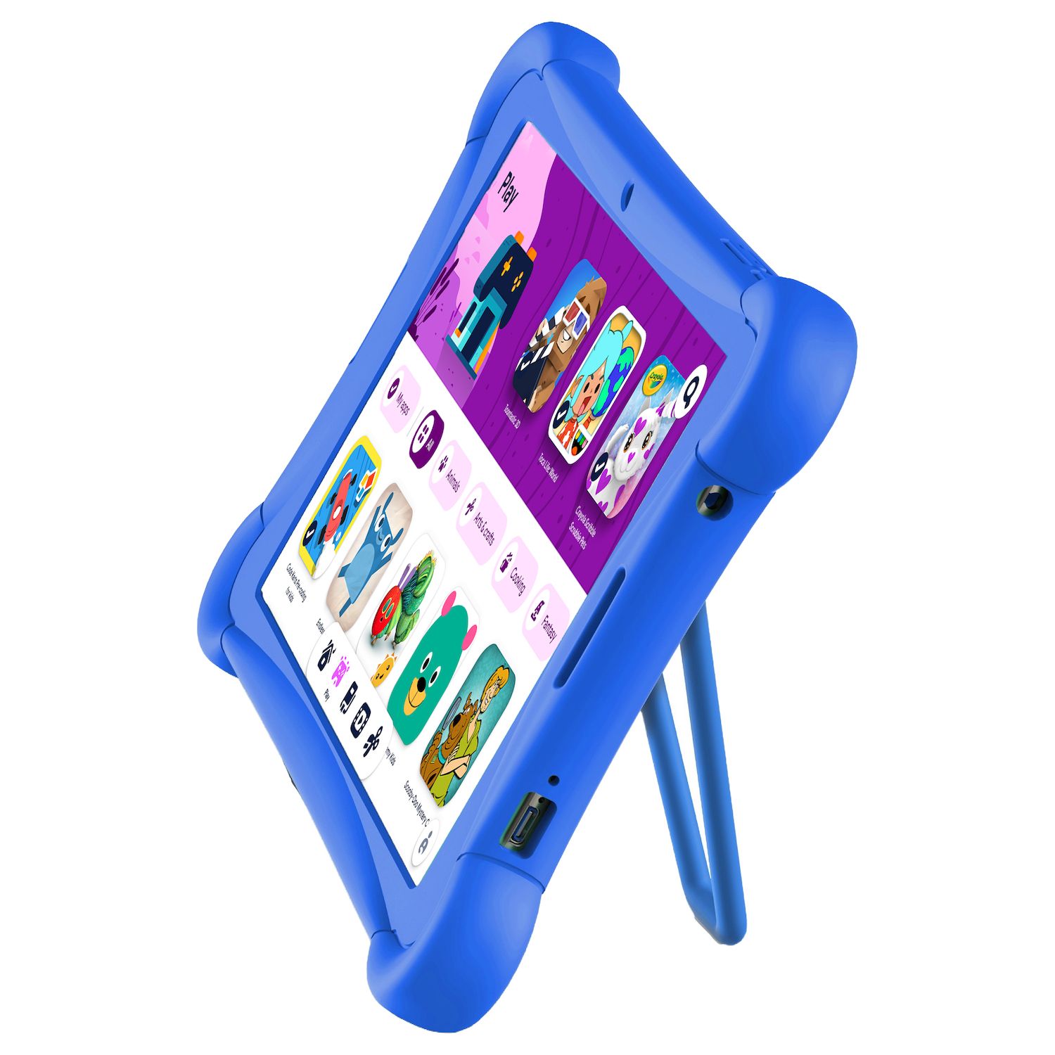 ME K10 Google Kids Space 10" 32GB Tablet with Silicone Bumper Case Kickstand - Blue