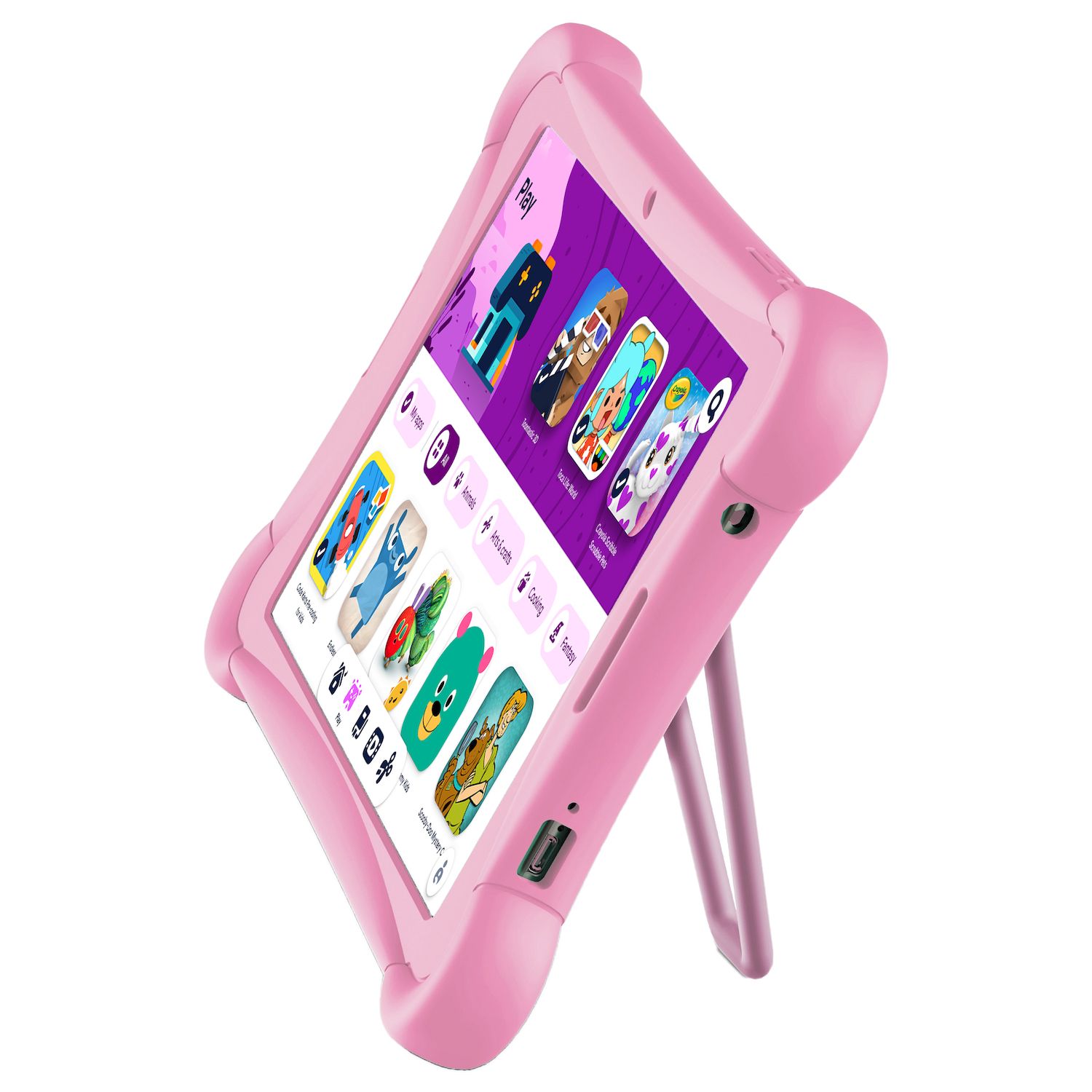 ME K10 Google Kids Space 10" 32GB Tablet with Silicone Bumper Case Kickstand - Pink