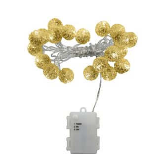 Battery Operated Gold Finish Ball String Lights