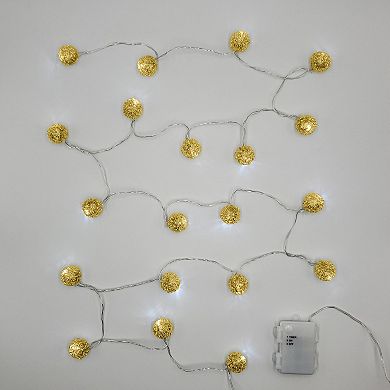 Battery Operated Gold Finish Ball String Lights