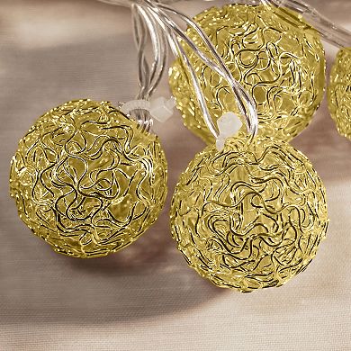 Battery Operated Gold Finish Ball String Lights