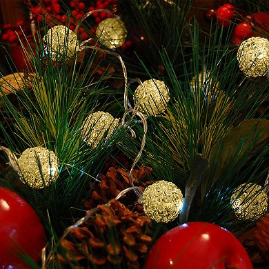 Battery Operated Gold Finish Ball String Lights