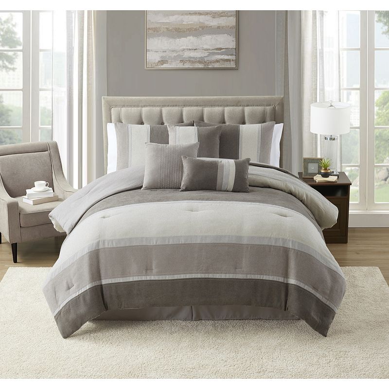 Sweet Home Collection Harvey Suede Comforter Set with Shams, Beige, Queen