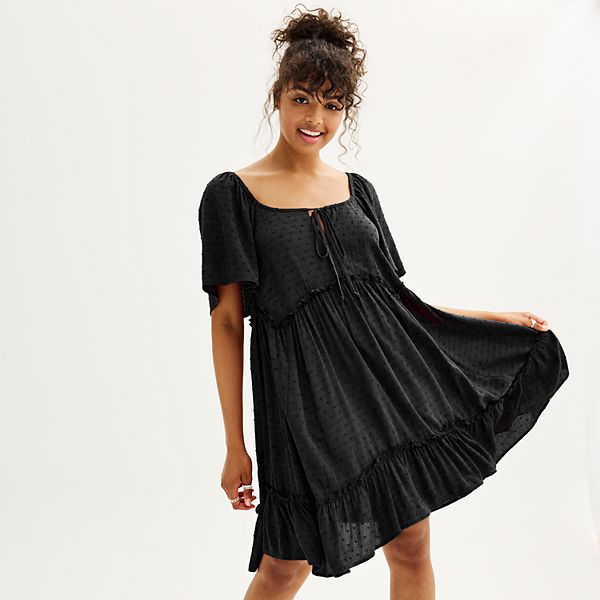 Juniors' Rewind Flutter Sleeve Swing Dress