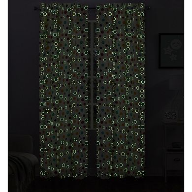 VCNY Home Polka Dots Glow-In-The-Dark Rod Pocket Set of 2 Window Curtain Panels