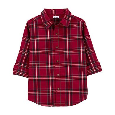 Boys 4-14 Carter's Red Plaid Button-Down Shirt
