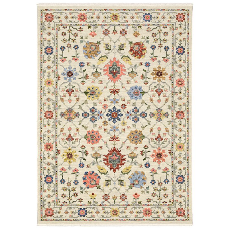 StyleHaven Lawson Traditional Floral Indoor Area Rug, White, 5X7.5 Ft