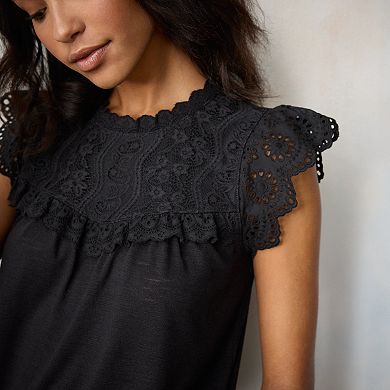 Women's LC Lauren Conrad Flutter Sleeve Lace Tank