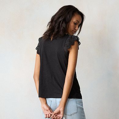 Women's LC Lauren Conrad Flutter Sleeve Lace Tank