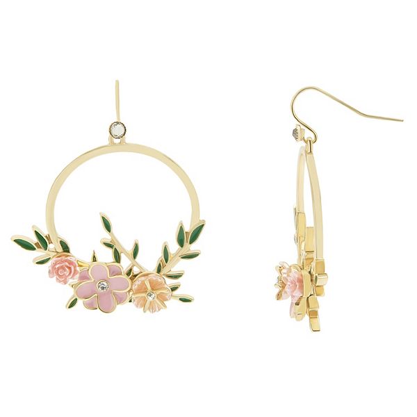 Celebrate Together™ Gold Tone Cluster Enamel Flowers Drop Earrings