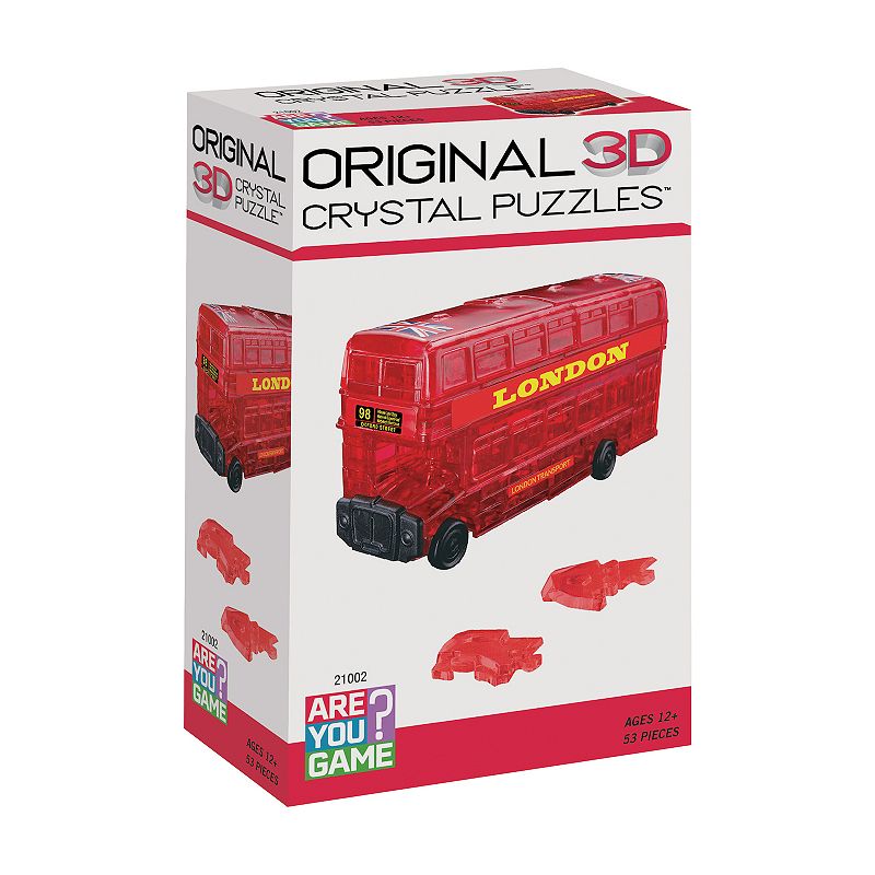 3D London Bus 53-Piece Crystal Puzzle, Multicolor