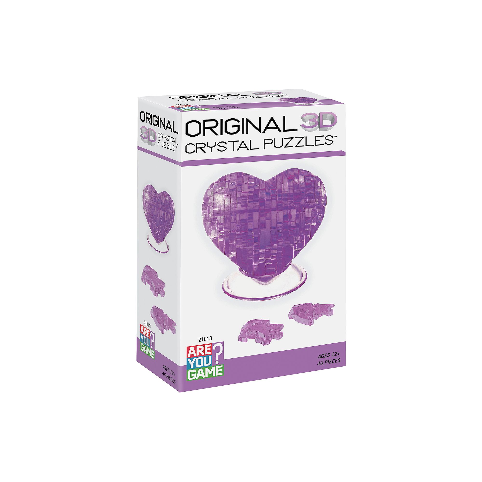 AREYOUGAMECOM 46-Piece 3D Purple Heart Crystal Puzzle, Multi