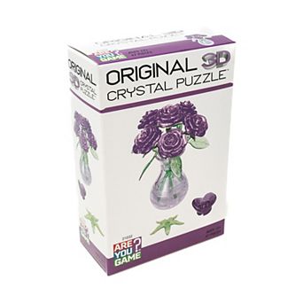 AREYOUGAMECOM 47 pc 3D Crystal Purple Roses in a Vase Puzzle