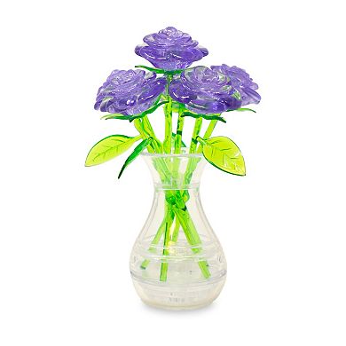 AREYOUGAMECOM 47-Piece 3D Crystal Purple Roses in a Vase Puzzle