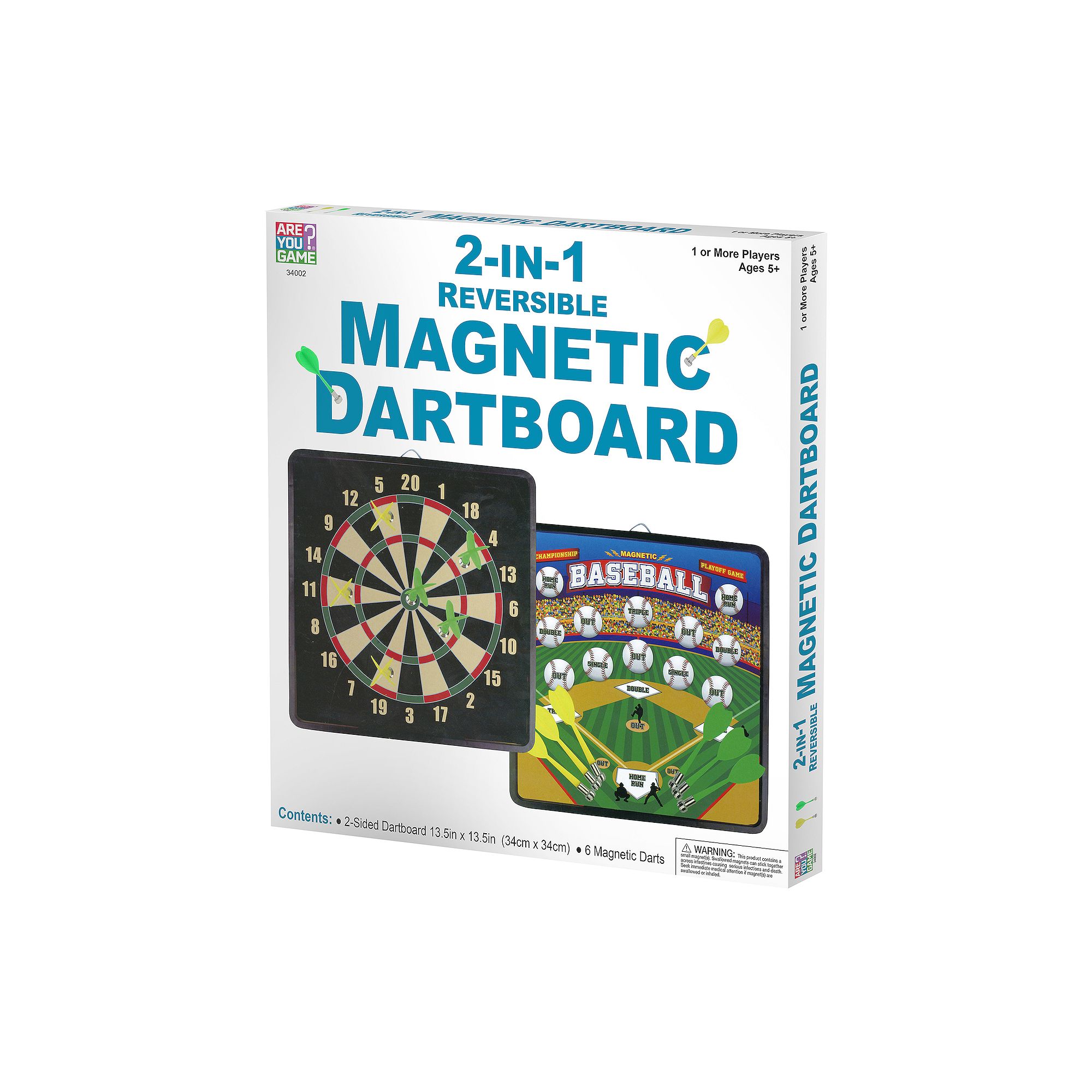 2-in-1 Reversible Magnetic Dartboard, Multi