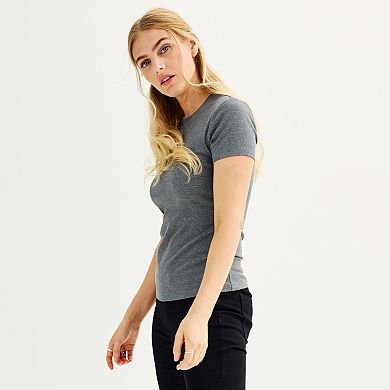 Women's Nine West Fitted Ribbed Crewneck Top