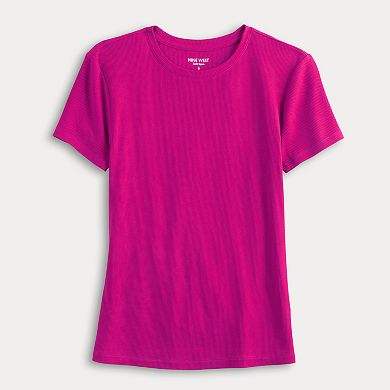 Women's Nine West Fitted Ribbed Crewneck Top