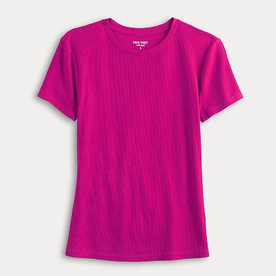 Women's Nine West Fitted Ribbed Crewneck Top Women's Nine West Fitted Ribbed Crewneck Top