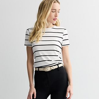 Women's Nine West Fitted Ribbed Crewneck Top