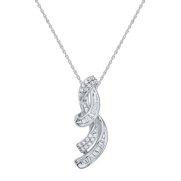 Together As One 10k Gold 1 4 Carat T W Diamond Swirl Pendant Necklace