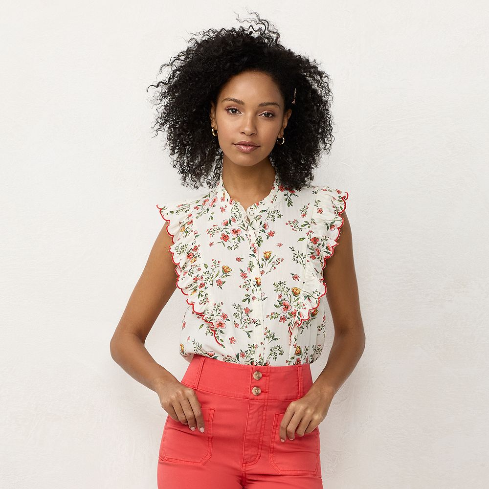 Women's LC Lauren Conrad Ruffle Sleeveless Shirt, image size:1000x1000