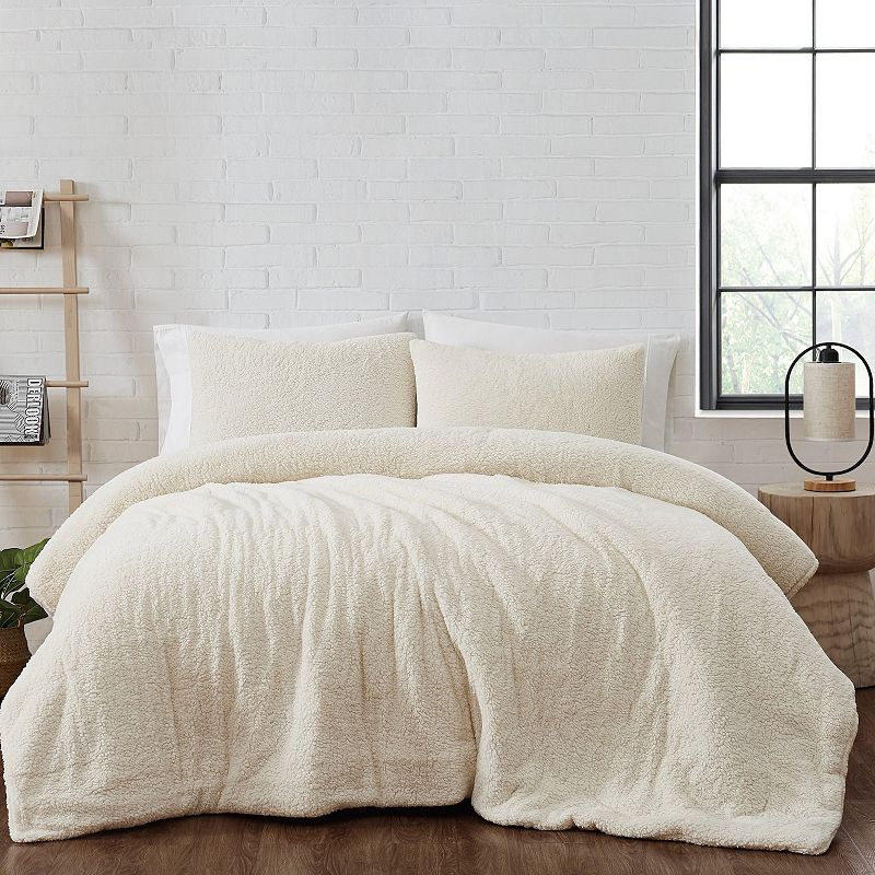 Brooklyn Loom Marshmallow Sherpa Comforter Set, White, Full/Queen