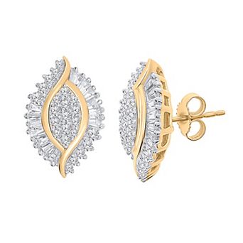 Irena Park 10k Gold 1 Carat T.W. Diamond Marquise Stud Earrings