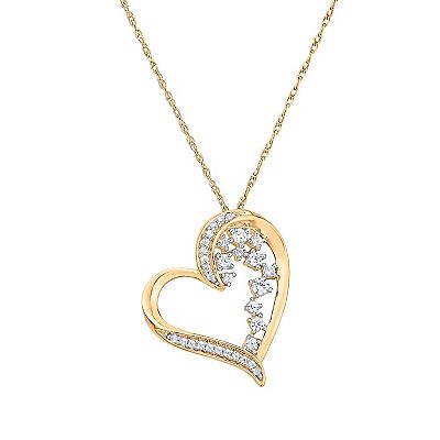 Diamond Accents Open Heart 2024 Pendant 10k Yellow Gold