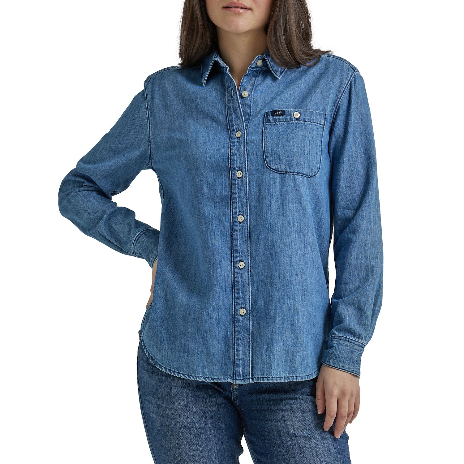 Lee All Purpose Shirt - Camicia Donna In Lino E Viscosa, Vestibilità Regolare, Colore Bianco Brillante