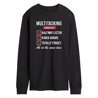 Men's Multitasking Checklist Long Sleeve Tee