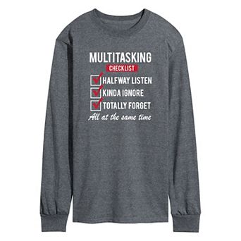 Men's Multitasking Checklist Long Sleeve Tee
