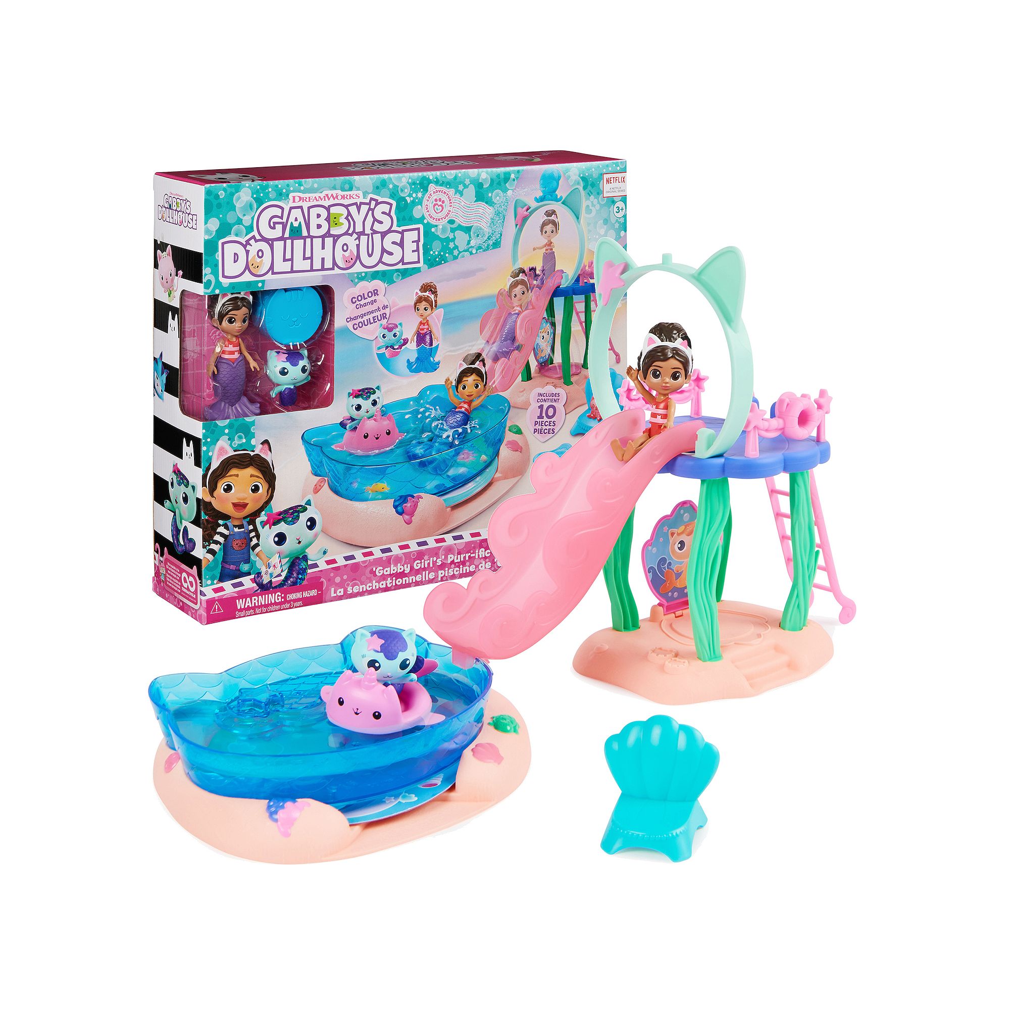Spin Master Gabby’s Dollhouse Purr-ific Pool Playset with Gabby and MerCa