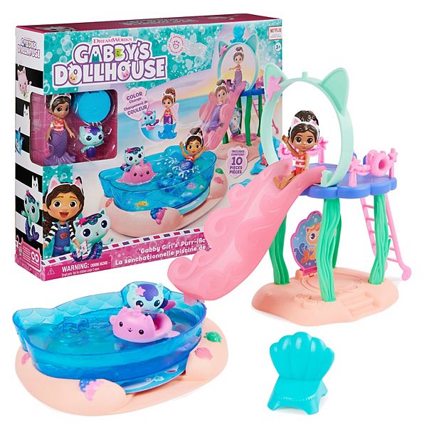 Spin Master Gabby's Dollhouse Purr-ific Pool Playset with Gabby and MerCat  Figures