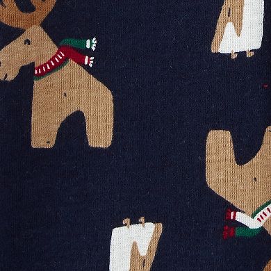 Baby Carter's Baby Navy Reindeer Holiday Sleep & Play, Bodysuit & Footed Pants Set