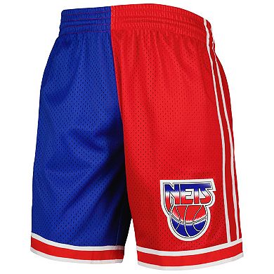 Men's Mitchell & Ness Blue/Red New Jersey Nets Hardwood Classics 1993 Split Swingman Shorts
