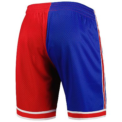 Men's Mitchell & Ness Blue/Red New Jersey Nets Hardwood Classics 1993 Split Swingman Shorts