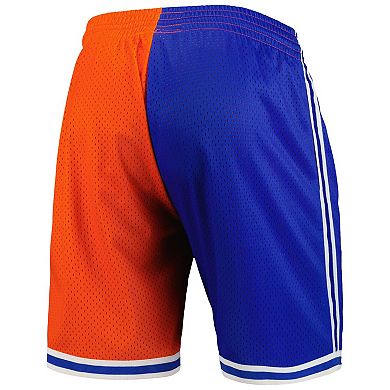 Men's Mitchell & Ness Blue/Orange New York Knicks Hardwood Classics 1991 Split Swingman Shorts