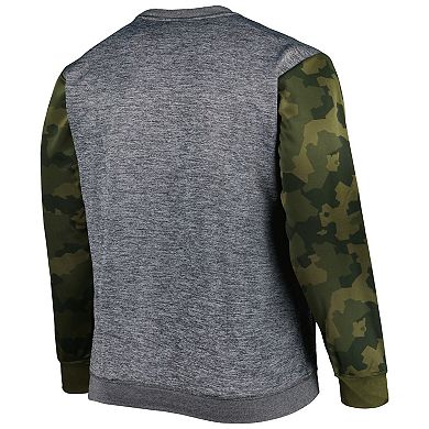 Men's Fanatics Branded Heather Charcoal Milwaukee Bucks Big & Tall Camo Stitched Sweatshirt