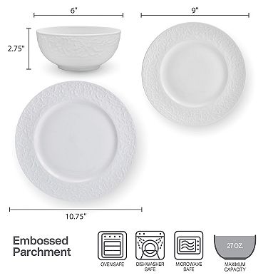 Mikasa Embossed Parchment 18-Piece Bone China Dinnerware Set